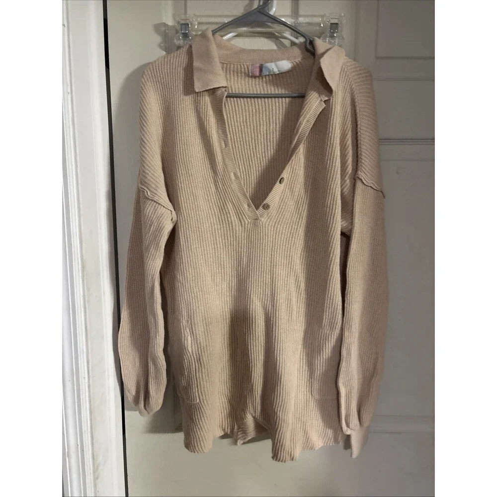 Free People FP Beach Picnic Sweater Romper Small Beige